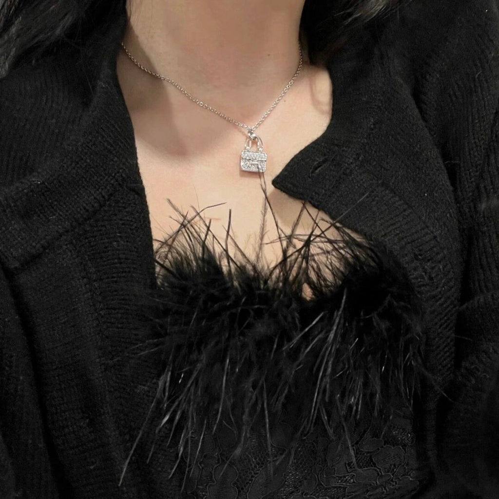 Hermes Kelly Amulette Necklace Silver Pavé Diamonds