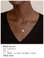 Hermes Kelly Amulette Necklace Silver Pavé Diamonds
