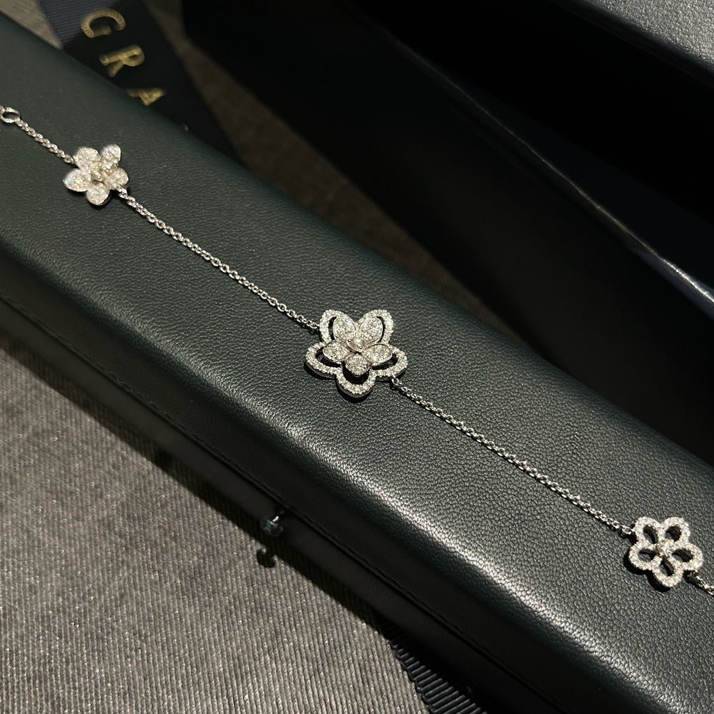 Graff Butterfly Bracelet White Gold Diamonds Silver Hardware