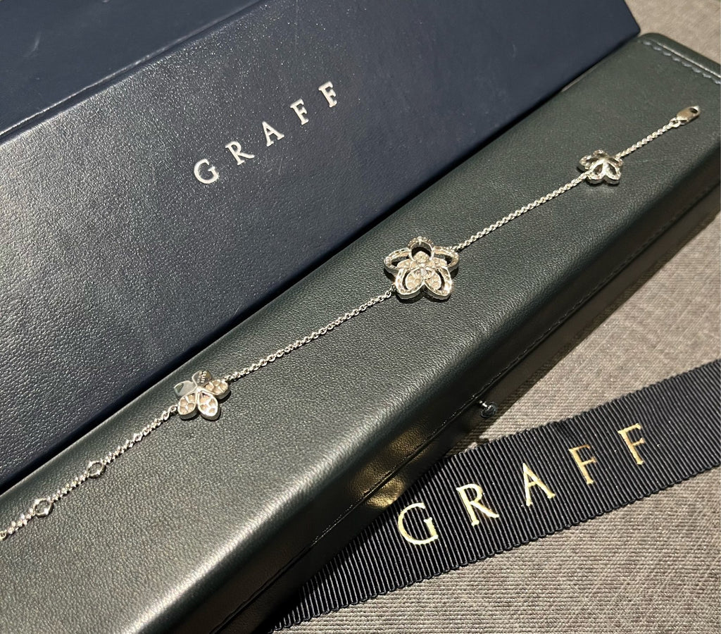 Graff Butterfly Bracelet White Gold Diamonds Silver Hardware