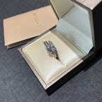 Bvlgari Serpenti Viper Ring 18K White Gold Pavé Diamonds