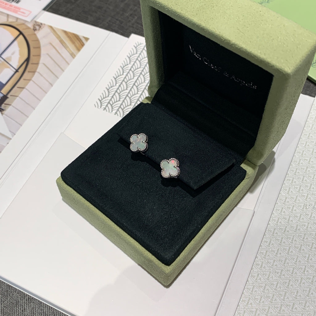 Van Cleef & Arpels Vintage Alhambra Earrings White Mother-of-Pearl 18K White Gold