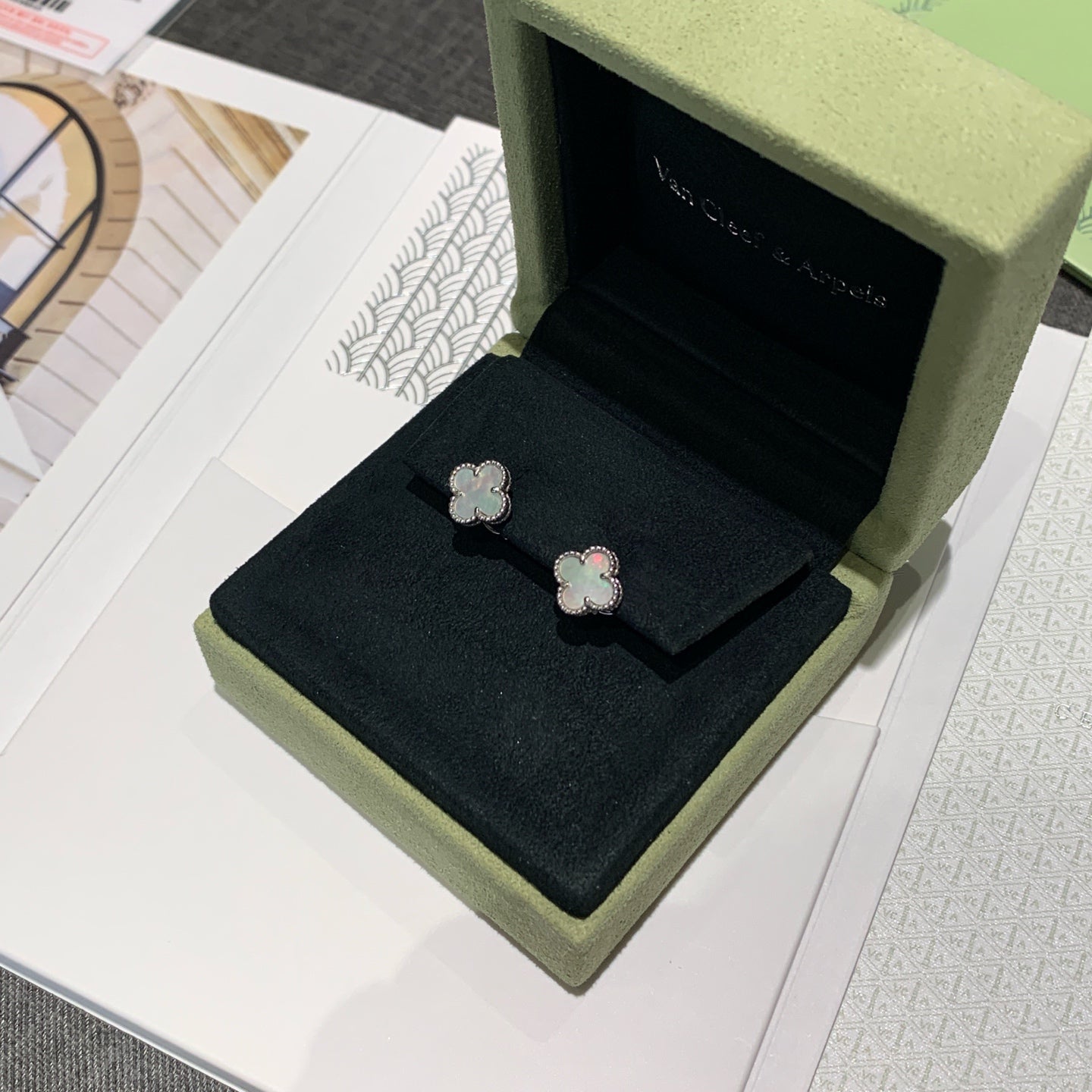 Van Cleef & Arpels Vintage Alhambra Earrings White Mother-of-Pearl 18K White Gold