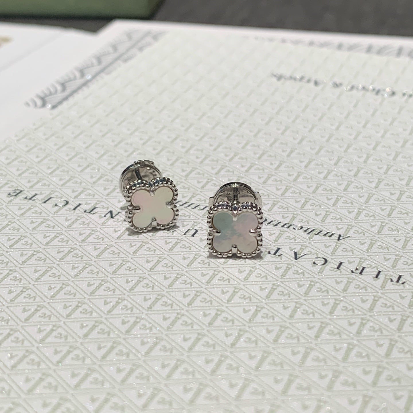 Van Cleef & Arpels Vintage Alhambra Earrings White Mother-of-Pearl 18K White Gold