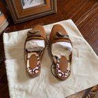 Hermes Mules Cognac Tan Leather Gold Hardware