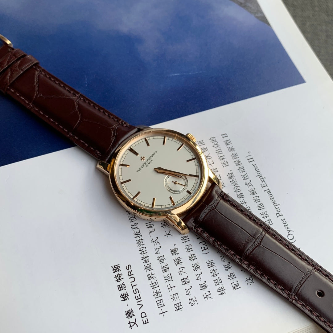 Vacheron Constantin Patrimony Watch Gold Case Brown Leather
