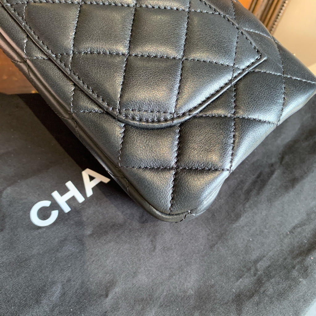 Chanel Pearl Crush Mini Flap Bag Black Quilted Leather Gold Hardware