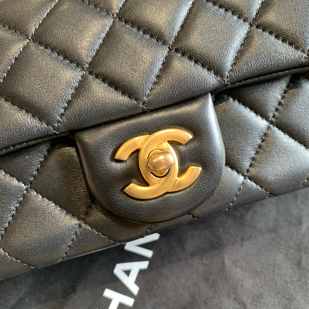 Chanel Pearl Crush Mini Flap Bag Black Quilted Leather Gold Hardware