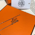 Hermes Pop H Necklace Orange Enamel Silver Hardware