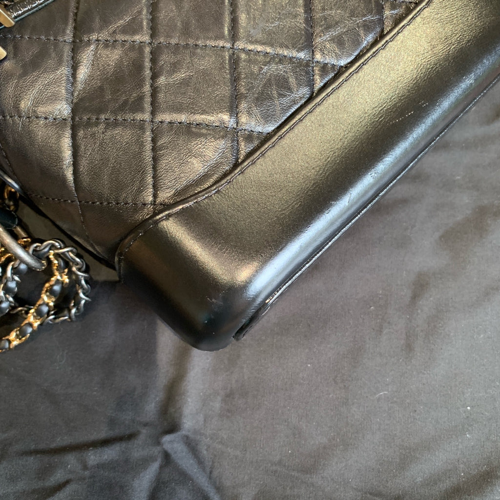 Chanel Gabrielle Hobo Bag Black Quilted Calfskin Mixed Metal Hardware