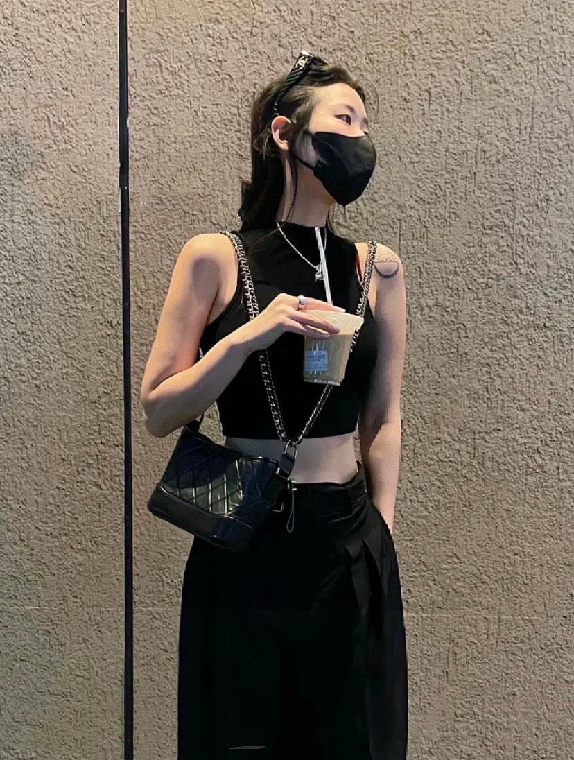Chanel Gabrielle Hobo Bag Black Quilted Calfskin Mixed Metal Hardware