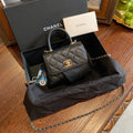 Chanel Mini Coco Handle Bag Black Quilted Caviar Gold Hardware