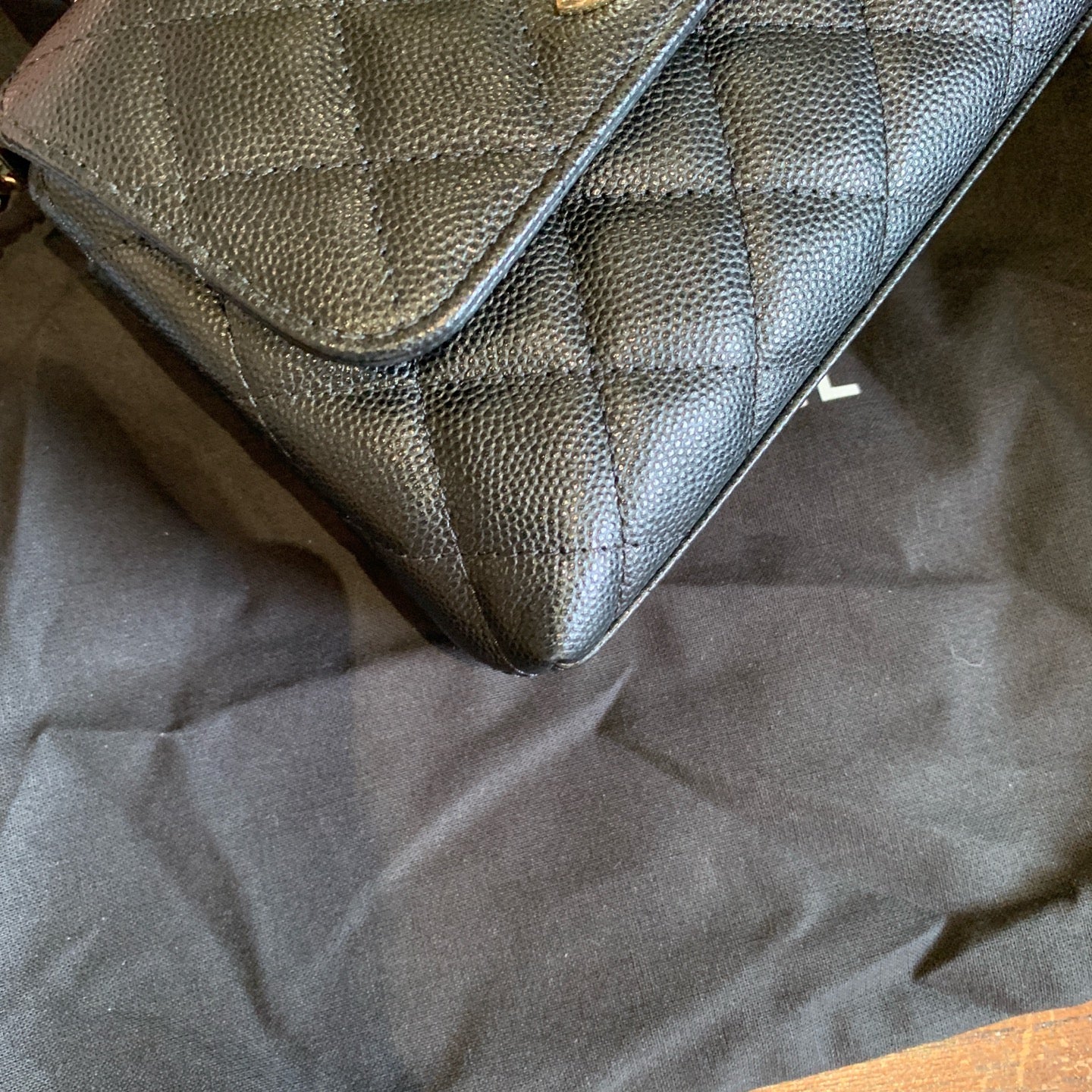 Chanel Mini Coco Handle Bag Black Quilted Caviar Gold Hardware