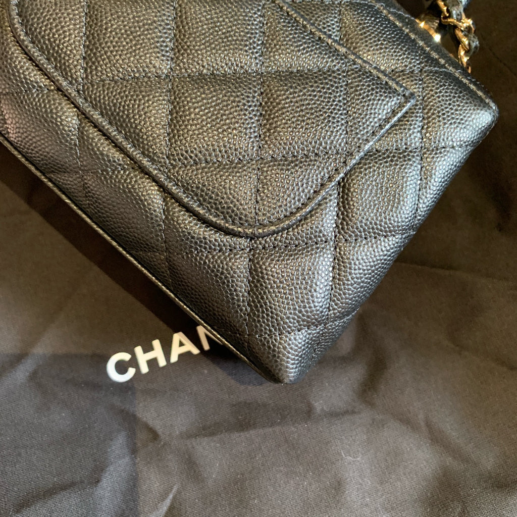 Chanel Mini Coco Handle Bag Black Quilted Caviar Gold Hardware