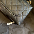 Chanel Mini Coco Handle Bag Black Quilted Caviar Gold Hardware