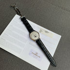 Jaeger-LeCoultre Master Ultra Thin Moon Watch Silver Case Black Leather