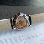Jaeger-LeCoultre Master Ultra Thin Moon Watch Silver Case Black Leather