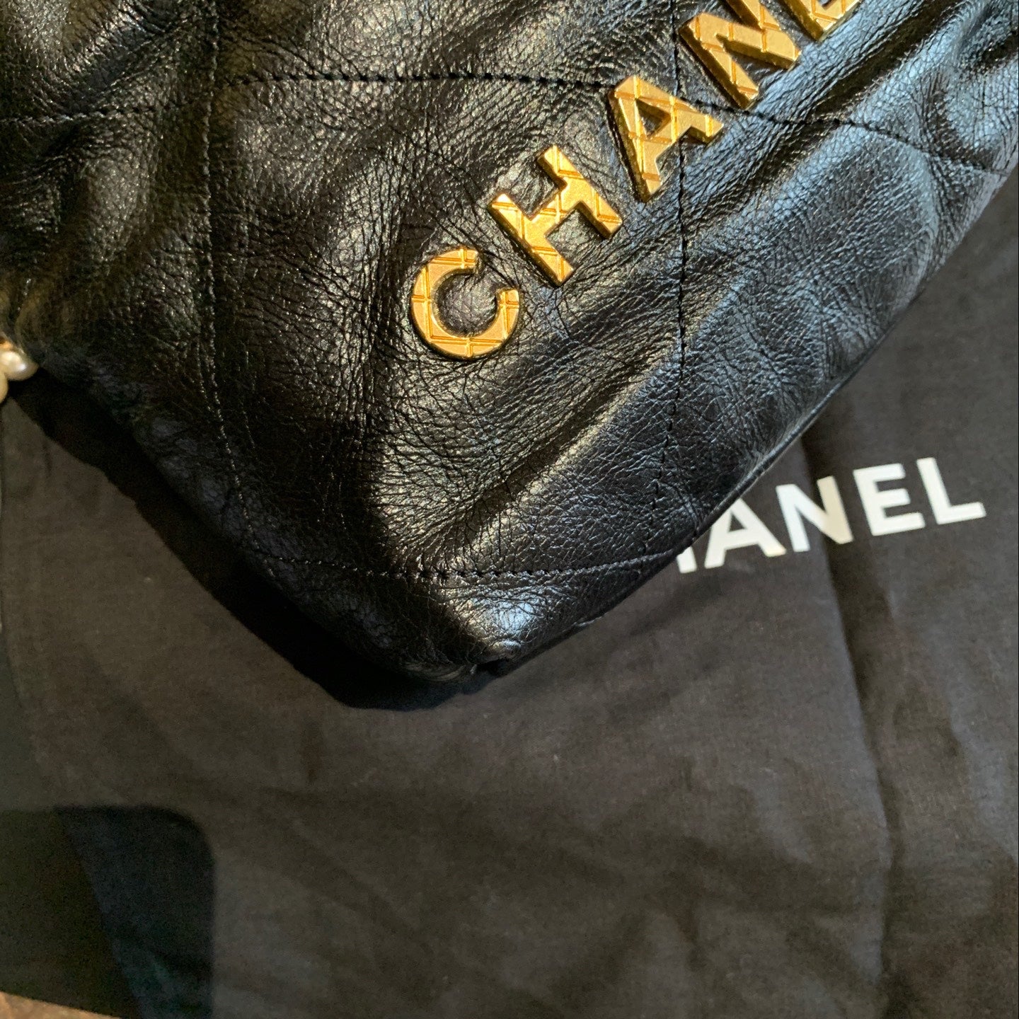 Chanel 22 Mini Bag Black Quilted Leather Gold Hardware