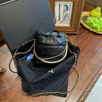 Chanel 22 Mini Bag Black Quilted Leather Gold Hardware