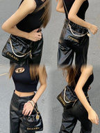 Chanel 22 Mini Bag Black Quilted Leather Gold Hardware