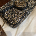 Gucci GG Marmont Shoulder Bag Black and White Tweed Gold Hardware