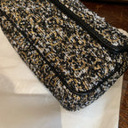 Gucci GG Marmont Shoulder Bag Black and White Tweed Gold Hardware