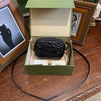Gucci GG Marmont Camera Bag Black Quilted Leather Gold Hardware