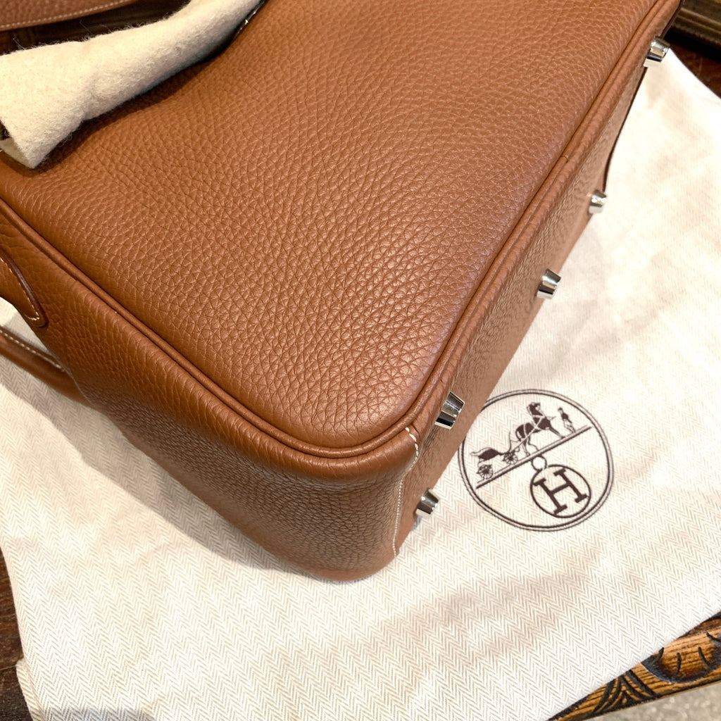 Hermes Lindy Bag Gold Clemence Leather Silver Hardware