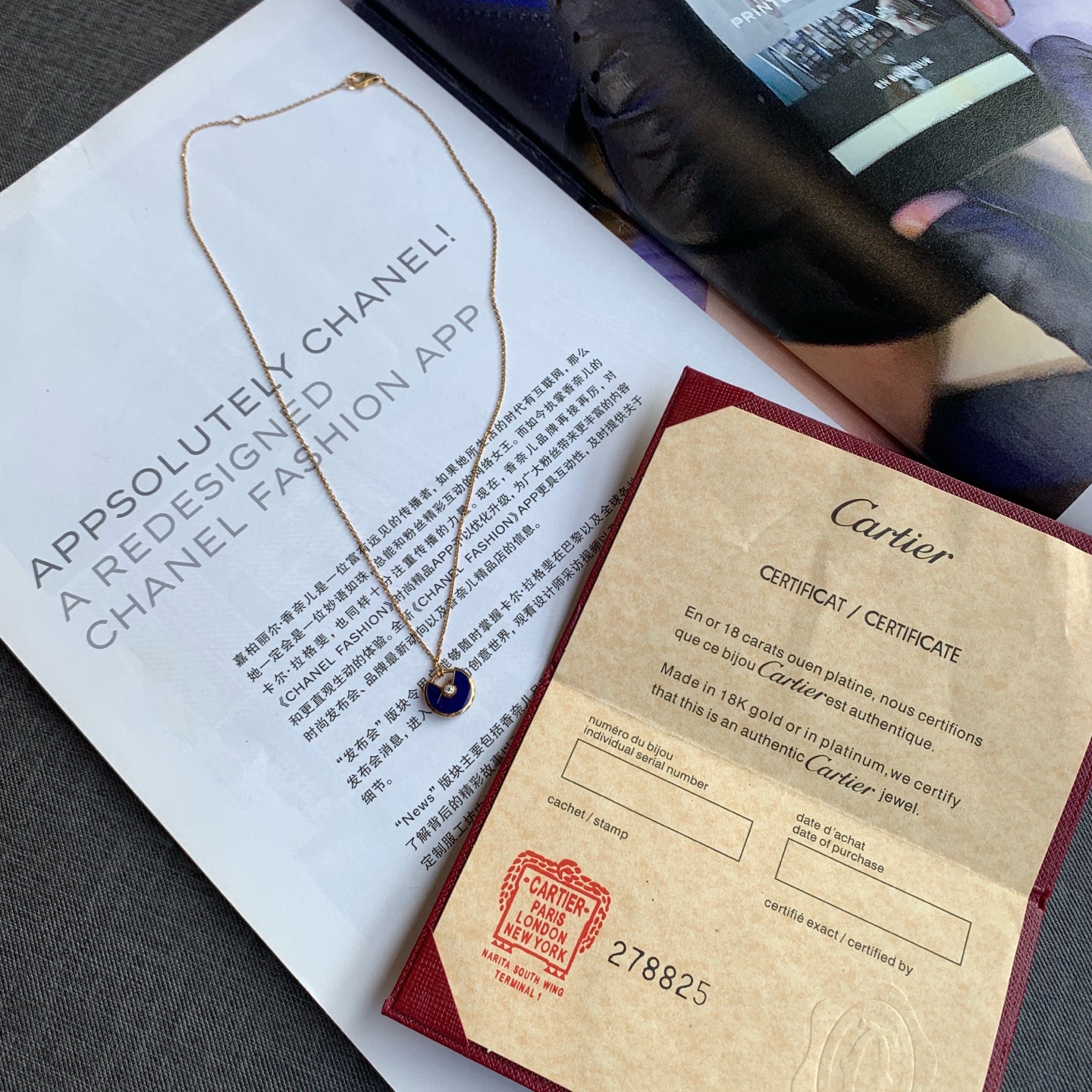 Cartier Amulette de Cartier Necklace Mini Lapis Lazuli Diamond Yellow Gold
