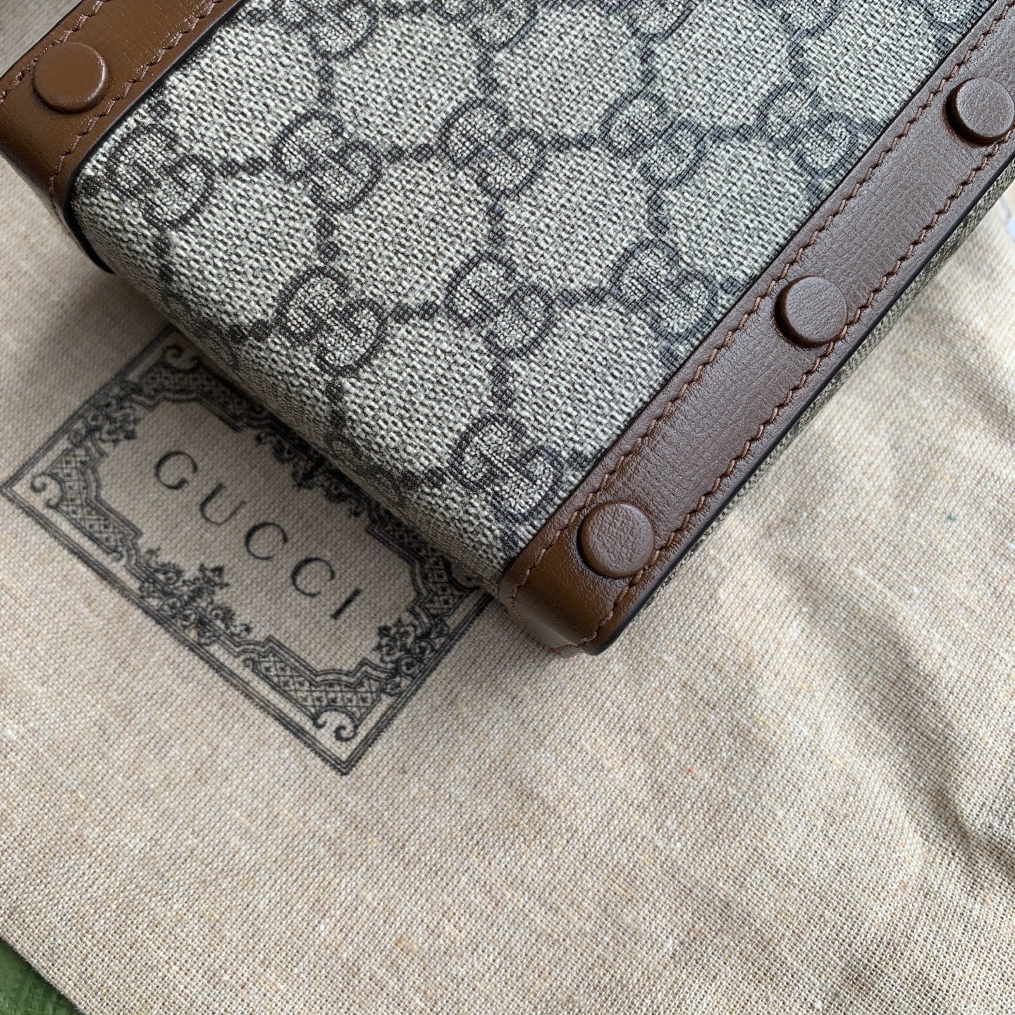 Gucci Horsebit 1955 Mini Crossbody Bag GG Supreme Canvas Gold Hardware