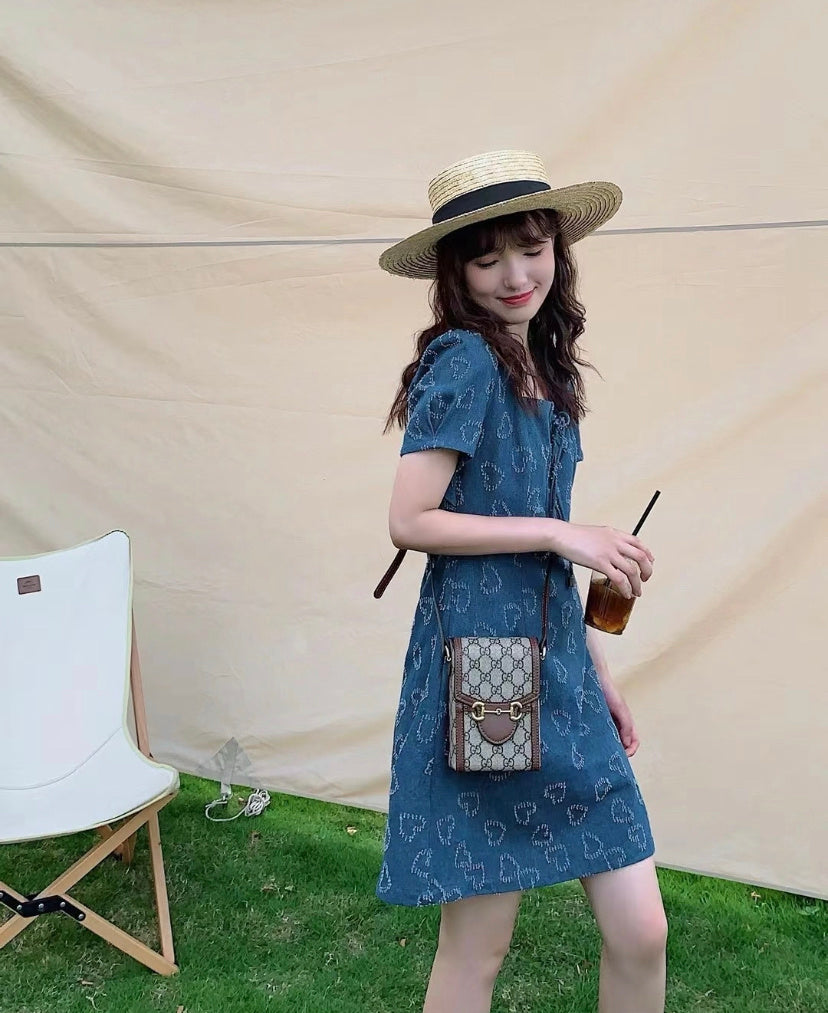 Gucci Horsebit 1955 Mini Crossbody Bag GG Supreme Canvas Gold Hardware