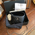 Chanel Mini Hobo Bag Black Quilted Caviar Mixed Metal Hardware