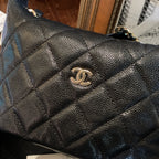Chanel Mini Hobo Bag Black Quilted Caviar Mixed Metal Hardware