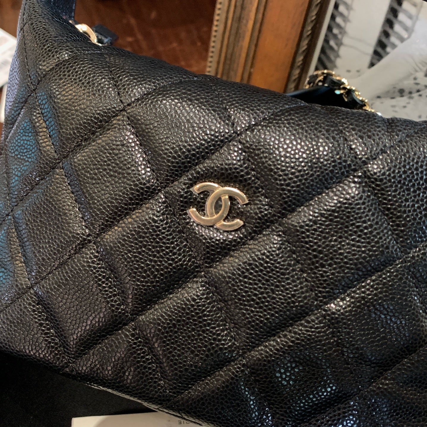 Chanel Mini Hobo Bag Black Quilted Caviar Mixed Metal Hardware