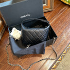 Chanel Mini Hobo Bag Black Quilted Caviar Mixed Metal Hardware