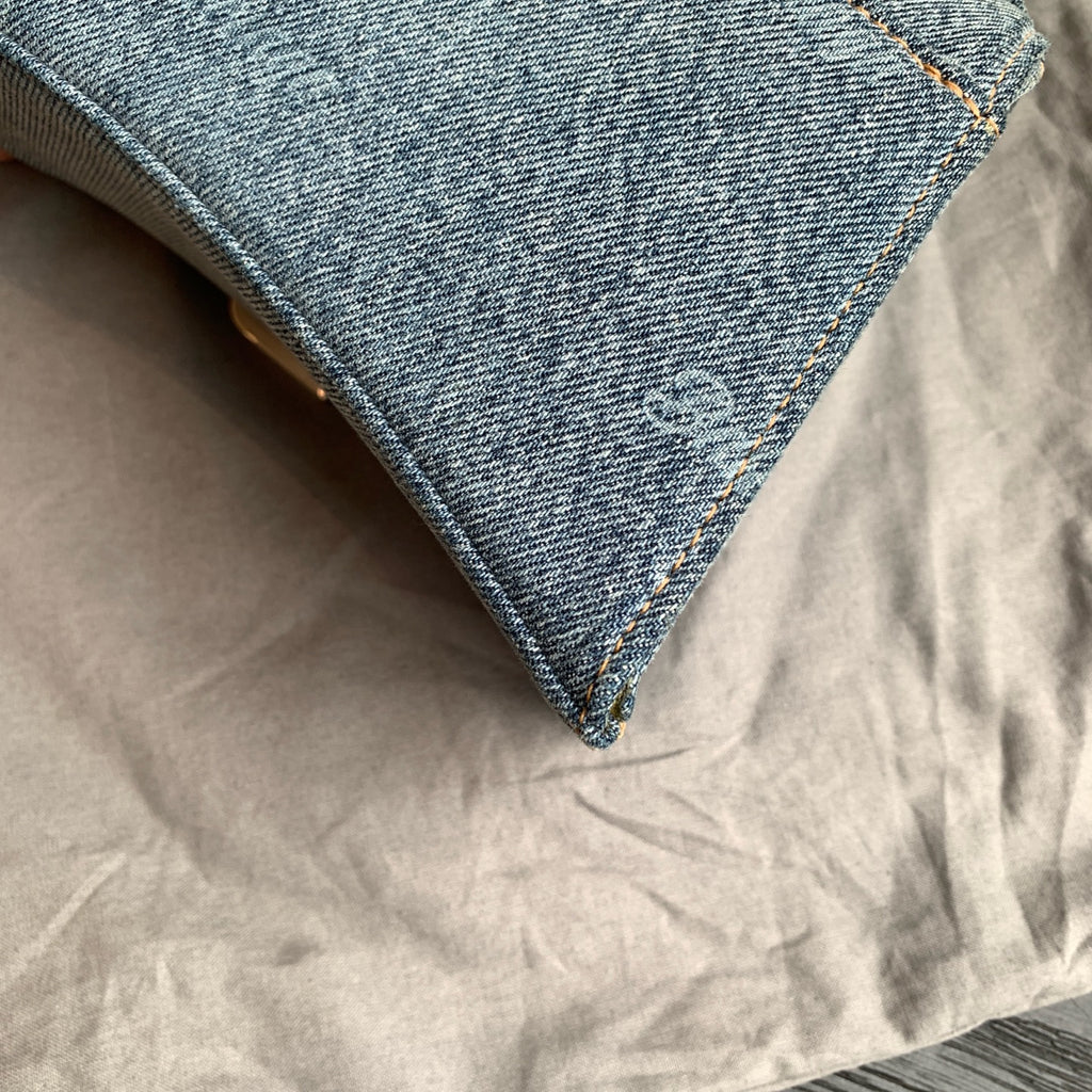 Balenciaga Hourglass Bag Blue Denim Aged Silver Hardware