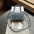 Balenciaga Hourglass Bag Blue Denim Aged Silver Hardware