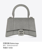 Balenciaga Hourglass Bag Blue Denim Aged Silver Hardware