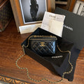 Chanel Mini Vanity Case With Chain Black Quilted Lambskin Gold Hardware