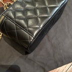 Chanel Mini Vanity Case With Chain Black Quilted Lambskin Gold Hardware