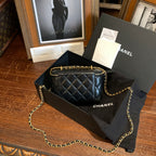 Chanel Mini Vanity Case With Chain Black Quilted Lambskin Gold Hardware