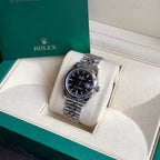 Rolex Datejust Watch Black Dial Jubilee Bracelet Stainless Steel White Gold