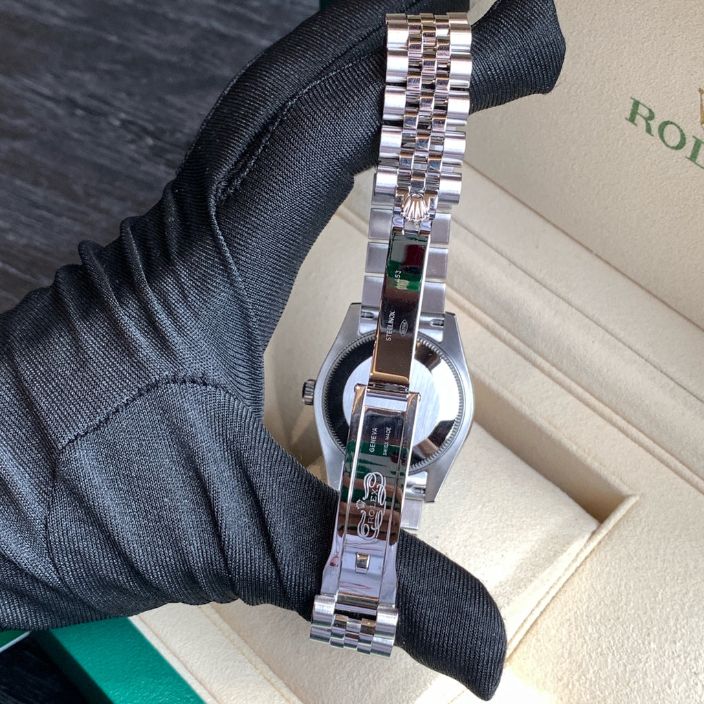 Rolex Datejust Watch Black Dial Jubilee Bracelet Stainless Steel White Gold