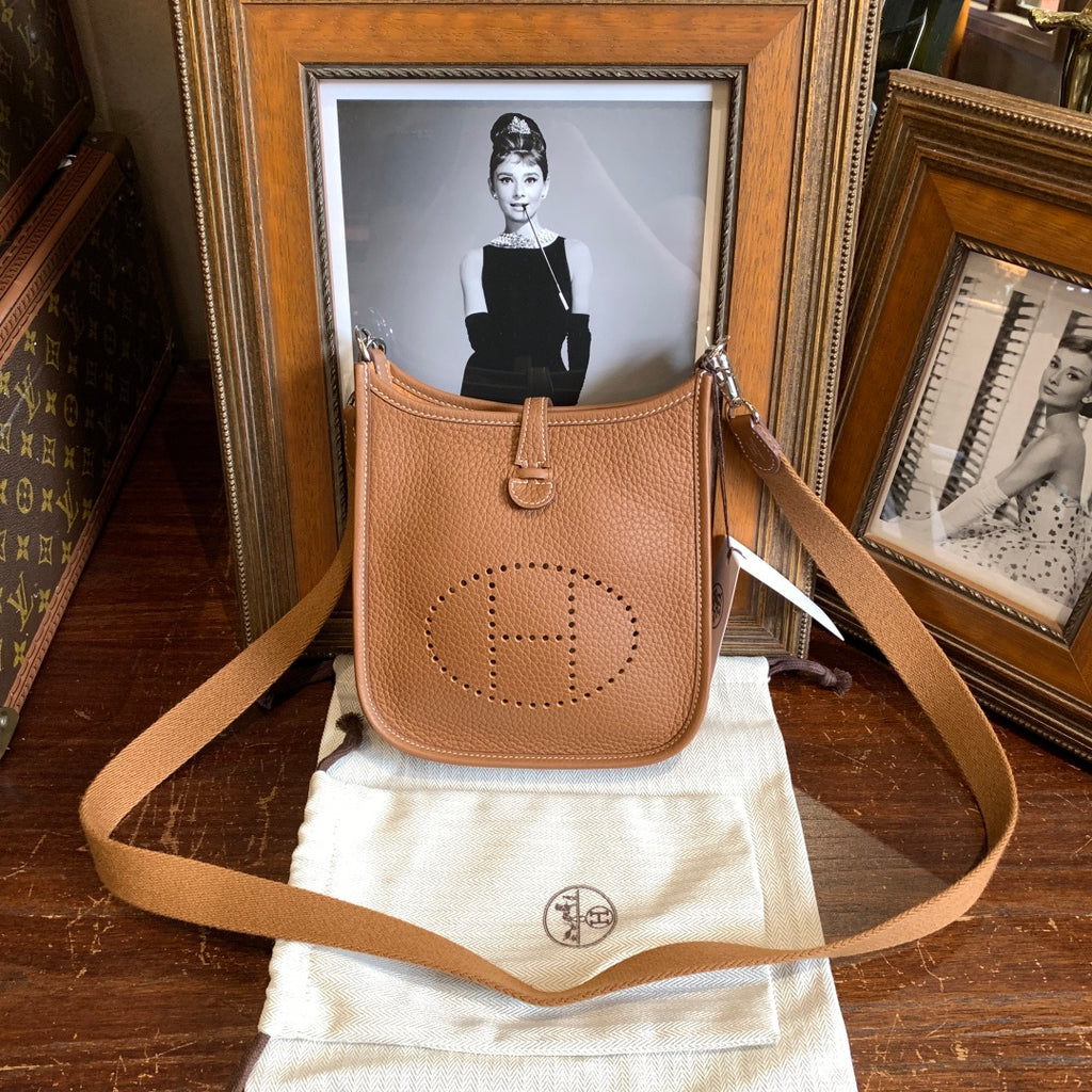 Hermes Evelyne TPM Crossbody Bag Gold Clemence Leather Silver Hardware