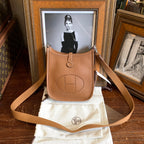 Hermes Evelyne TPM Crossbody Bag Gold Clemence Leather Silver Hardware