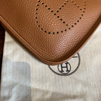 Hermes Evelyne TPM Crossbody Bag Gold Clemence Leather Silver Hardware