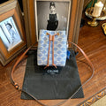 Celine Sailor Bucket Bag Denim Blue Triomphe Canvas Brown Leather Gold Hardware