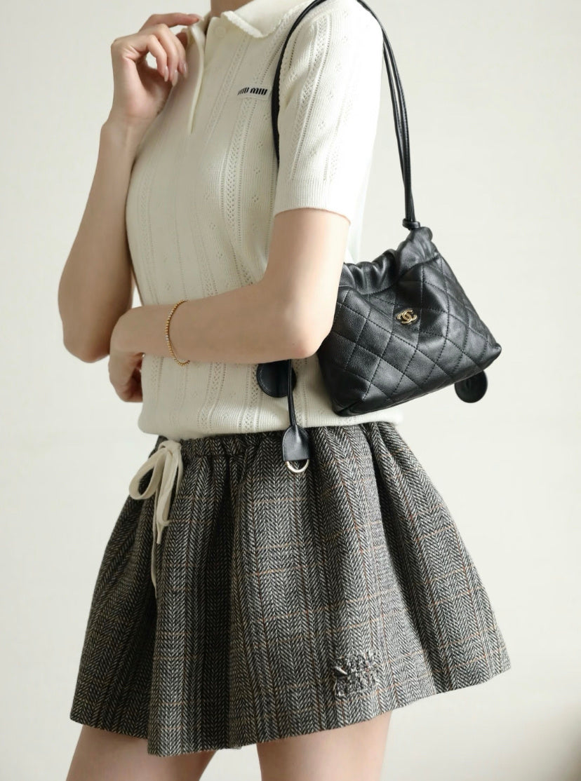 Chanel AP3728 Crossbody Bag Black Quilted Lambskin Gold Hardware