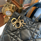 Dior Toujours Handbag Black Cannage Quilted Leather Gold Hardware