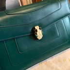 Bvlgari Serpenti Forever Shoulder Bag Emerald Green Leather Gold Hardware